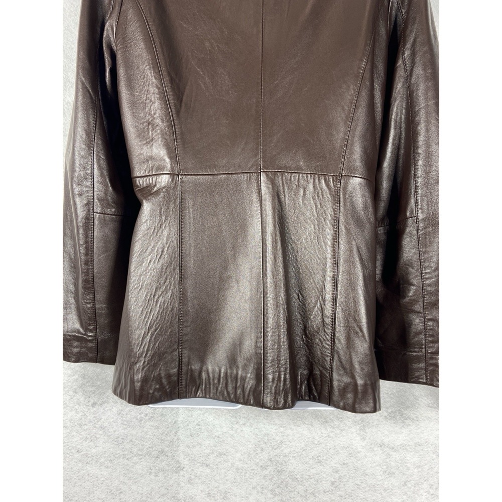 Croft & Barrow Jacket Women's Small Brown 100% Lambskin Leather Long Sleeve - Picture 6 of 12